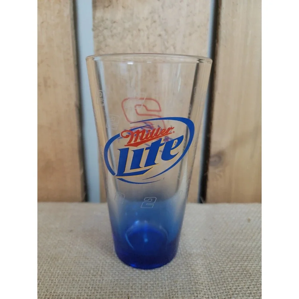 Miller Lite Beer Nascar Racing #2 Kurt Busch Heavy Pint Glass MINT CONDITION